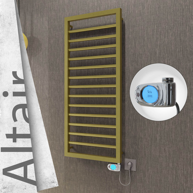 ALTAIR Elektrikli Paslanmaz Çelik Havlupan 400x1040 Satine Altın (Musa Termostat) 300W