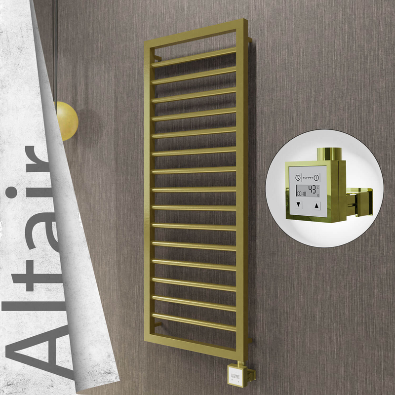 ALTAIR Elektrikli Paslanmaz Çelik Havlupan 400x1180 Satine Altın (KTX3 Termostat) 300W