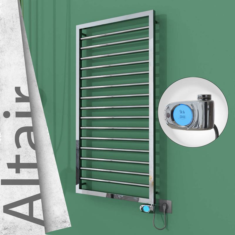 ALTAIR Elektrikli Paslanmaz Çelik Havlupan 500x1180 Ayna Polisaj (Musa Termostat) 300W