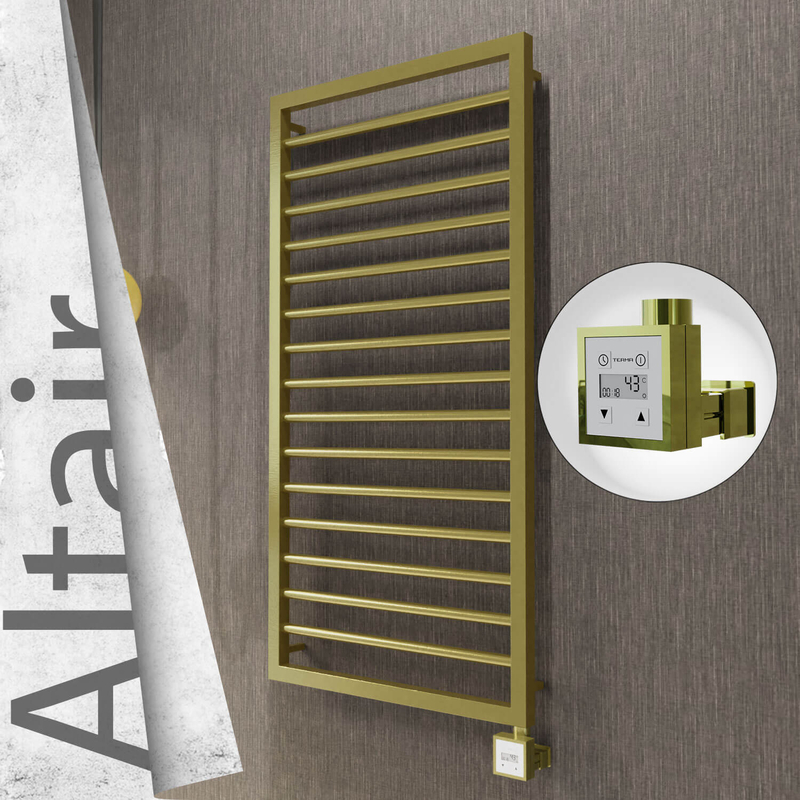 ALTAIR Elektrikli Paslanmaz Çelik Havlupan 500x1180 Satine Altın (KTX3 Termostat) 300W