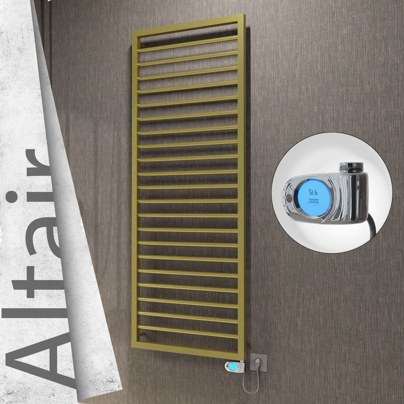 ALTAIR Elektrikli Paslanmaz Çelik Havlupan 500x1600 Satine Altın (Musa Termostat) 600W