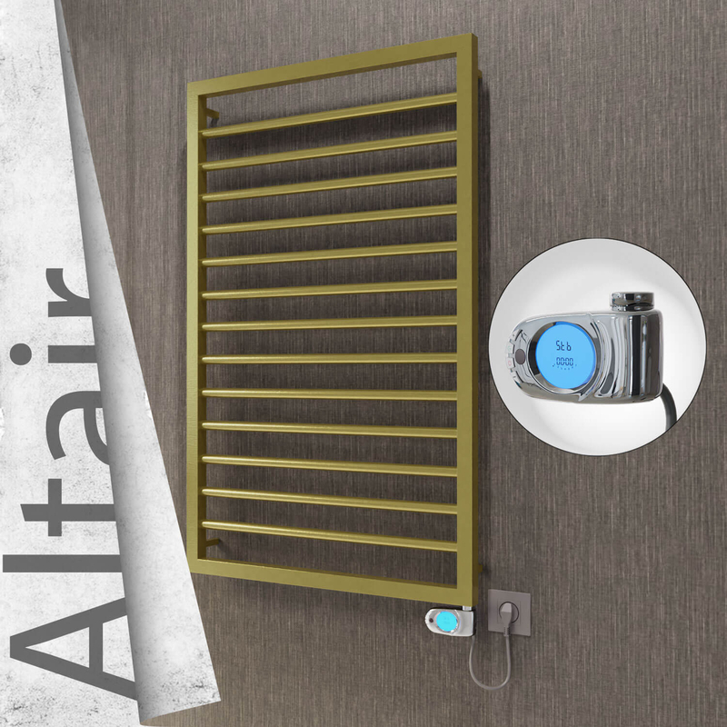 ALTAIR Elektrikli Paslanmaz Çelik Havlupan 600x1040 Satine Altın (Musa Termostat) 300W