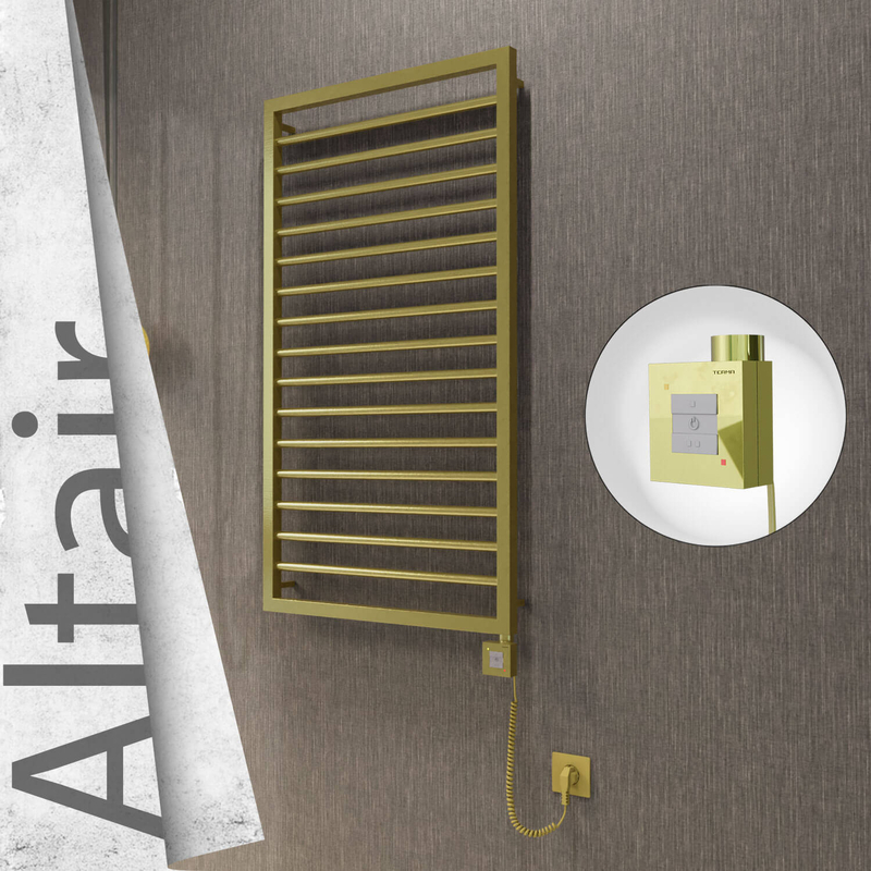 ALTAIR Elektrikli Paslanmaz Çelik Havlupan 600x1180 Satine Altın (KTX1 Termostat) 300W Spiral Kablolu