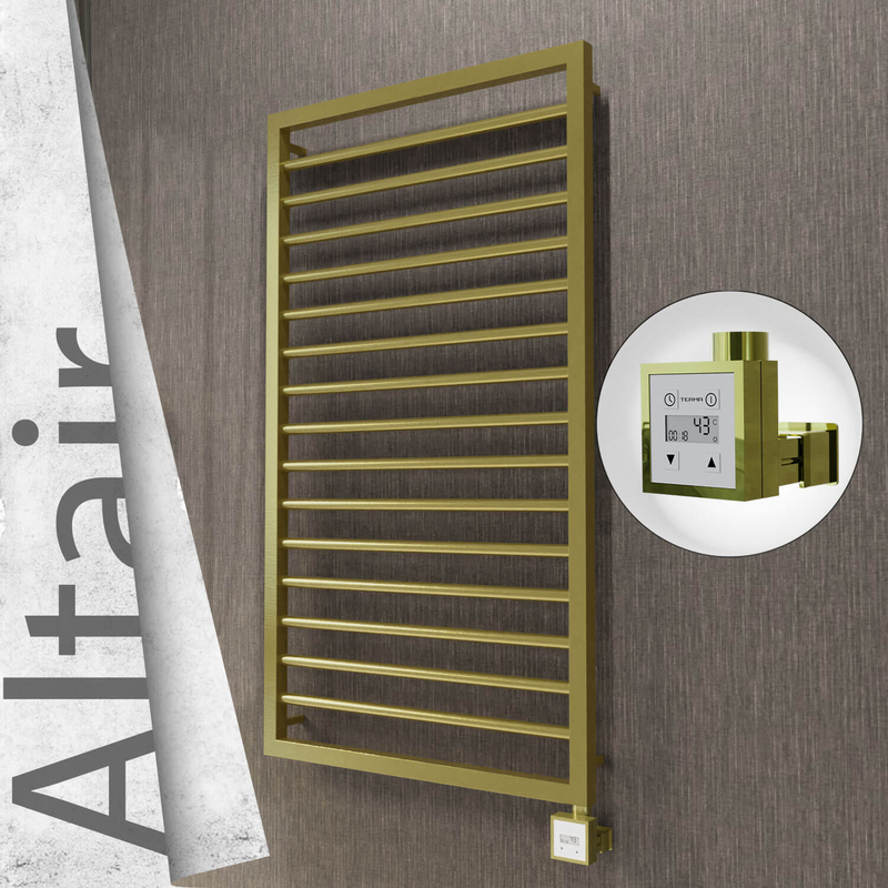 ALTAIR Elektrikli Paslanmaz Çelik Havlupan 600x1180 Satine Altın (KTX3 Termostat) 300W