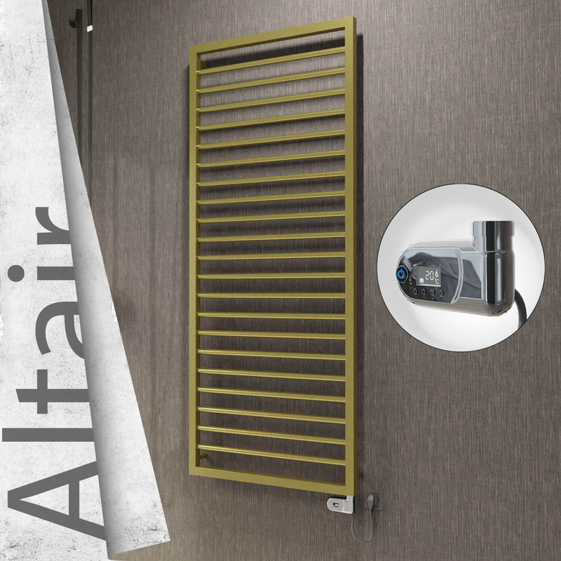 ALTAIR Elektrikli Paslanmaz Çelik Havlupan 600x1600 Satine Altın (Thesis Termostat) 600W