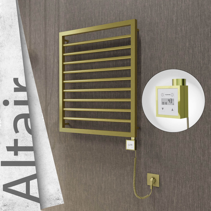 ALTAIR Elektrikli Paslanmaz Çelik Havlupan 600x760 Satine Altın (KTX3 Termostat) 300W Spiral Kablolu