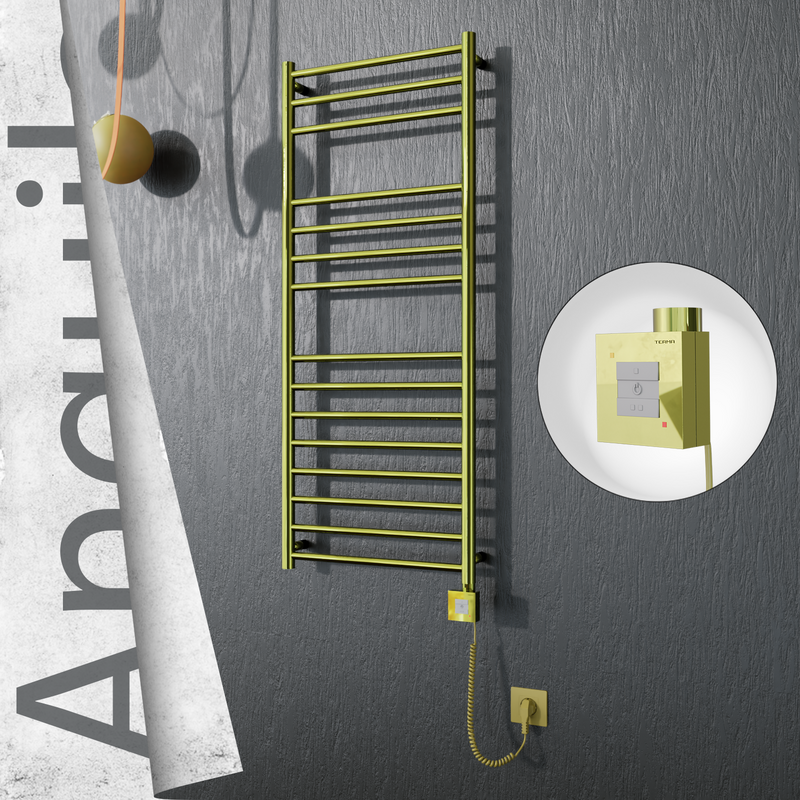 ANGUILA Elektrikli Paslanmaz Çelik Havlupan 500x1210 Altın (KTX1 Termostat) 200W Spiral Kablolu