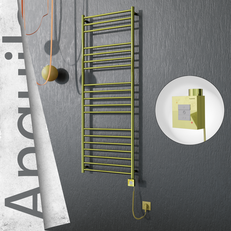 ANGUILA Elektrikli Paslanmaz Çelik Havlupan 600x1630 Altın (KTX1 Termostat) 300W Spiral Kablolu