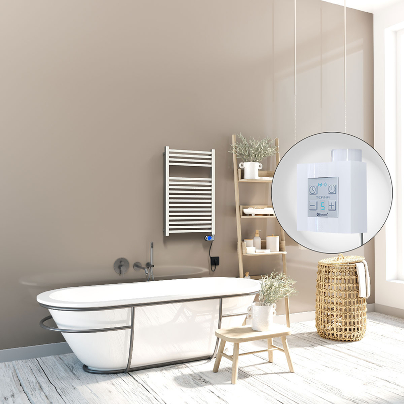 Barbados Electric Towel Warmer 300 Watt 500x800 White (Musa Thermostat)