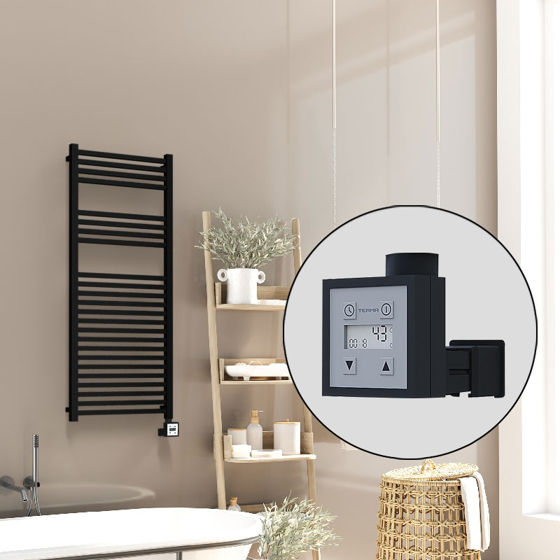 Barbados Electric Towel Warmer 500x1200 Matte Black Ktx3 600 W