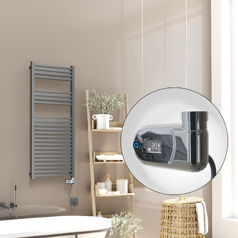 Barbados Electric Towel Warmer 600 Watt 500x1200 Anthracite (Thesis Thermostat)