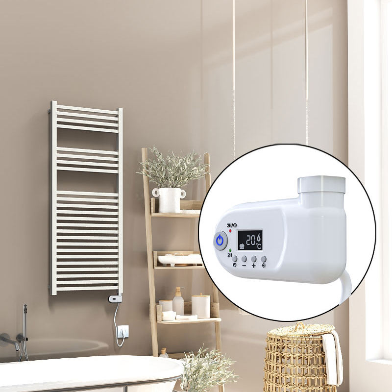 Barbados Electric Towel Warmer 600 Watt 500x1200 White (Thesis Thermostat)