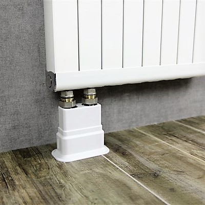 Double Radiator Tube Hiding Sleeve Wide Movable Locked Plastic Blanc