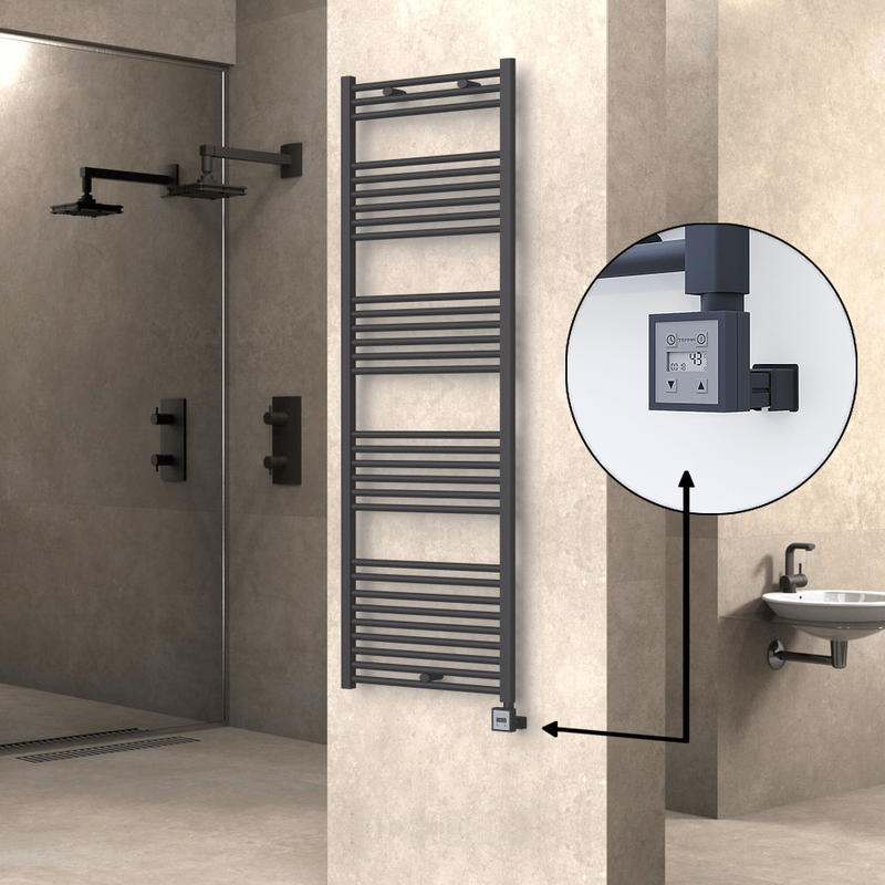 Haiti Electric Towel Warmer 600x1800 Flat Anthracite Textured (KTX3 Thermostat) 1000 Watt