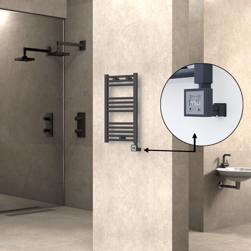 Haiti Electric Towel Warmer 400x700 Flat Anthracite Textured (KTX3 Thermostat) 300 Watt