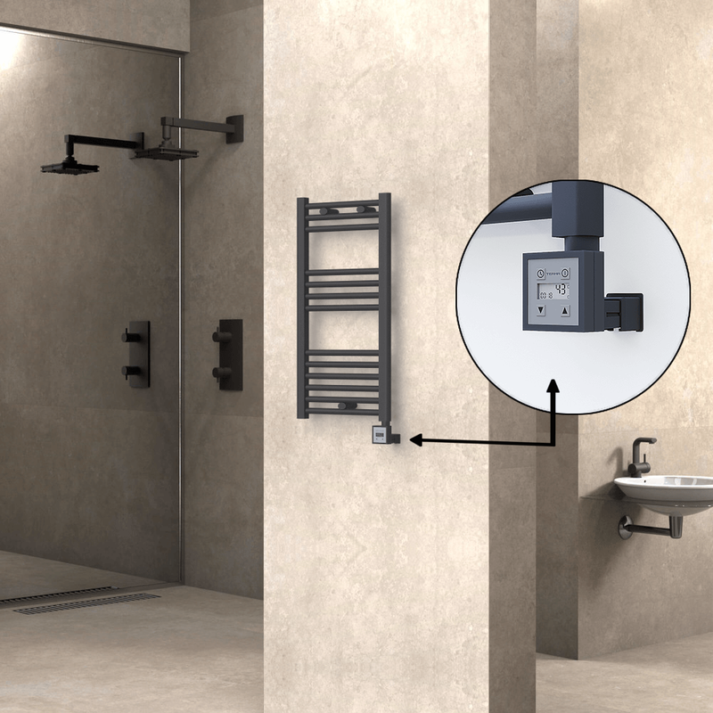 Haiti Electric Towel Warmer 400x800 Flat Anthracite Textured (KTX3 Thermostat) 300 Watt