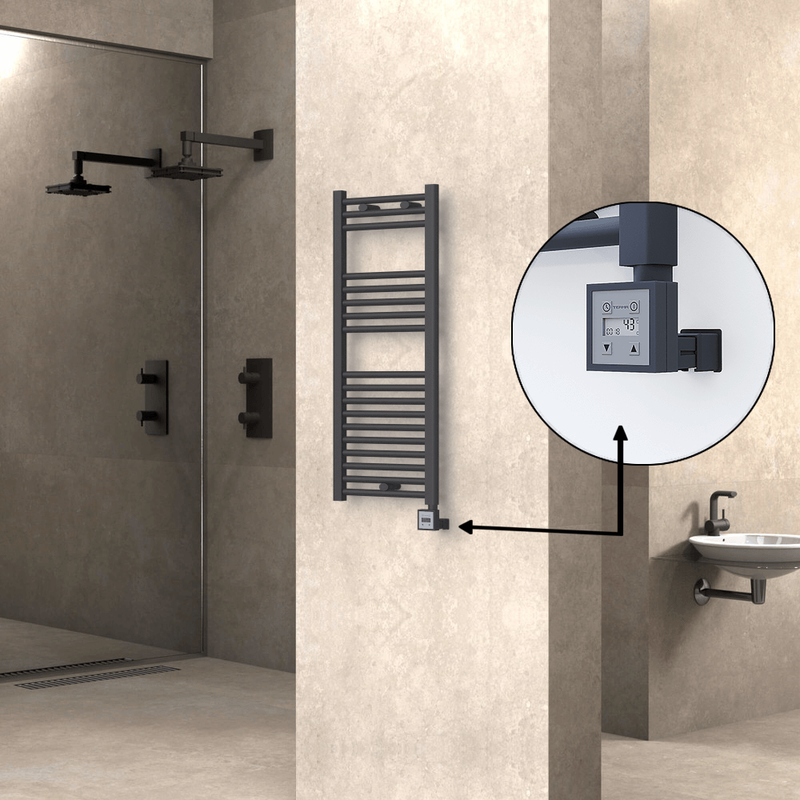 Haiti Electric Towel Warmer 400x1000 Flat Anthracite Textured (KTX3 Thermostat) 300 Watt