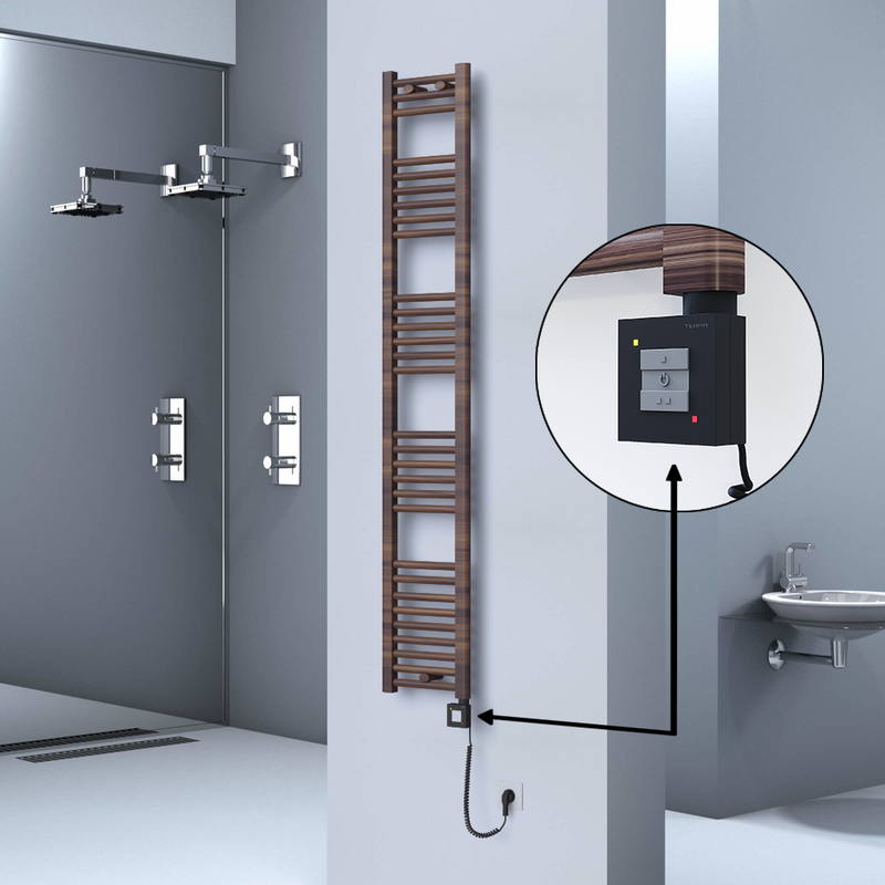 Haiti Electric Towel Warmer 300x1800 Flat Wood Effect (KTX1 Thermostat) 600 Watt Spiral Cable