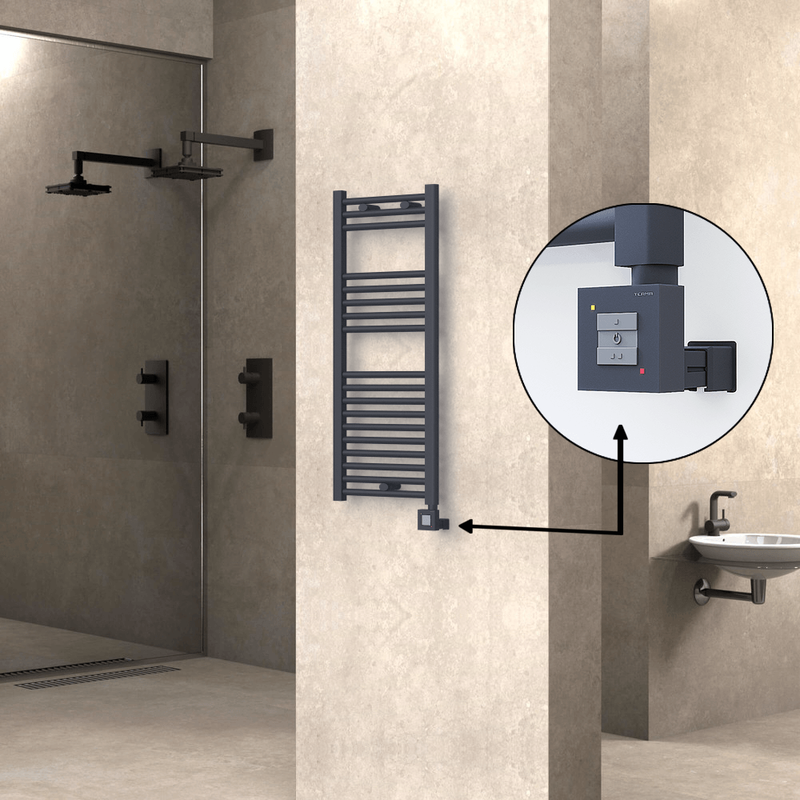 Haiti Electric Towel Warmer 400x1000 Flat Anthracite Textured (KTX1 Thermostat) 300 Watt