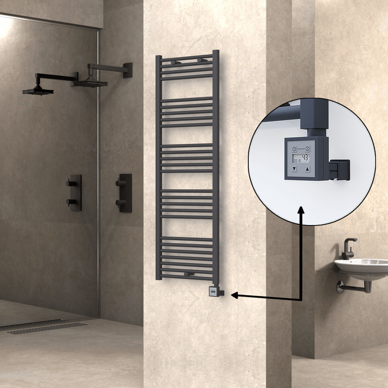 Haiti Electric Towel Warmer 500x1500 Flat Anthracite Textured (KTX3 Thermostat) 600 Watt