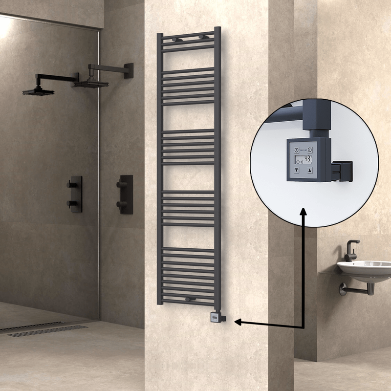 Haiti Electric Towel Warmer 500x1800 Flat Anthracite Textured (KTX3 Thermostat) 1000 Watt