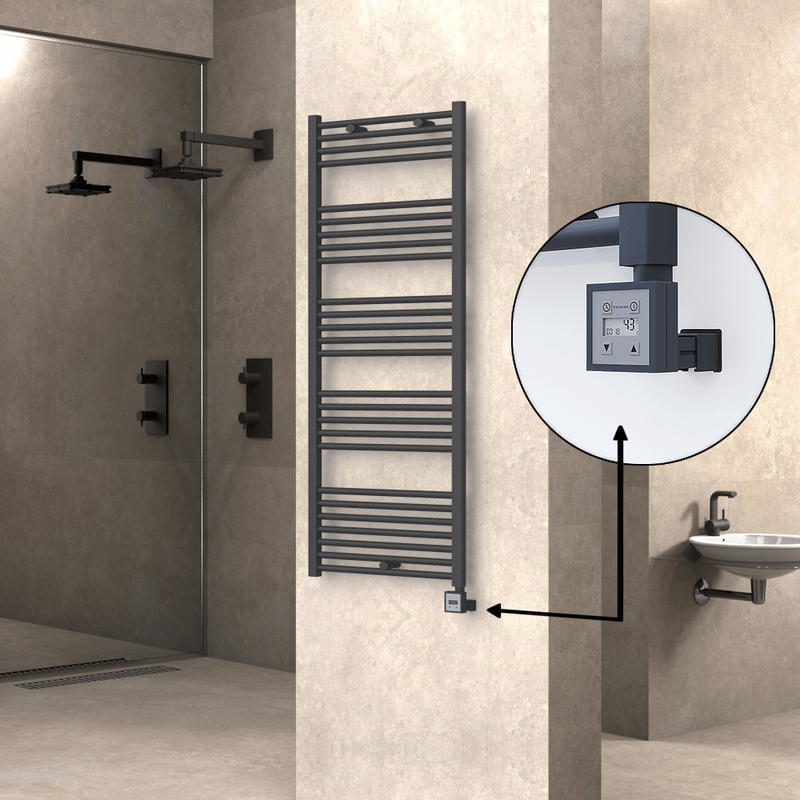 Haiti Electric Towel Warmer 600x1500 Flat Anthracite Textured (KTX3 Thermostat) 1000 Watt