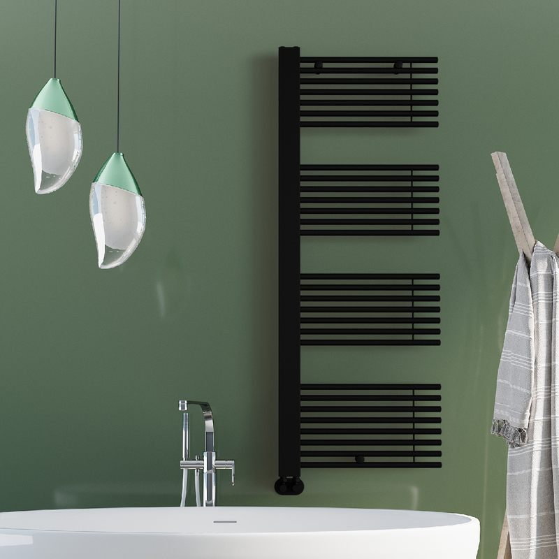 Male Decorative Towel Warmer 600x1600 Matt Black