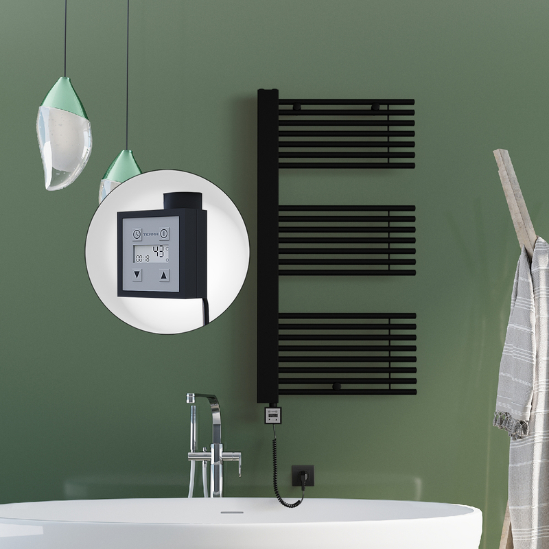 Male Electric Towel Warmer 600x1190 Matte Black Ktx3 600 W