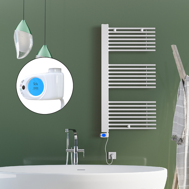 Male Electric Towel Warmer 600x1190 White (Musa Thermostat) 600 W