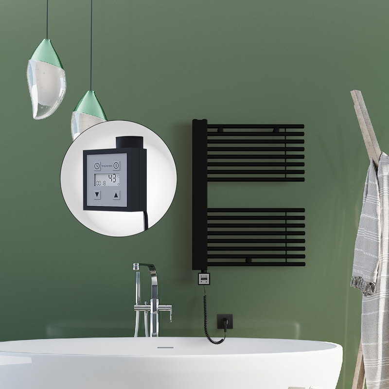 Male Electric Towel Warmer 600x800 Matte Black Ktx3 300 W