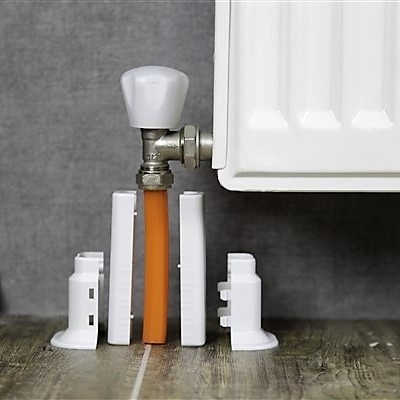 Single Radiator Tube Hiding Sleeve Square Locked Plastic Blanc