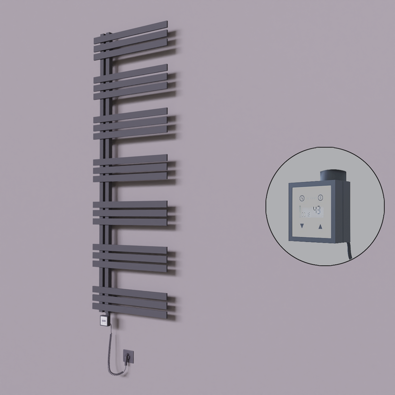 Thames Dekoratif Elektrikli Havlupan 500x1800 Koyu Antrasit (KTX3 Termostat) 1000W Spiral Kablolu