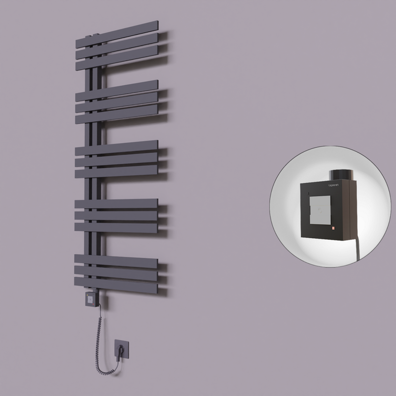 Thames Dekoratif Elektrikli Havlupan 600x1200 Koyu Antrasit (KTX1 Termostat) 600W Spiral Kablolu