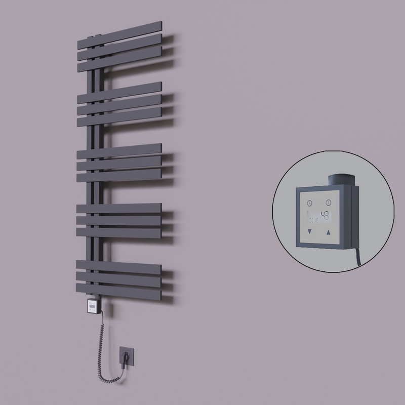 Thames Dekoratif Elektrikli Havlupan 600x1200 Koyu Antrasit (KTX3 Termostat) 600W Spiral Kablolu