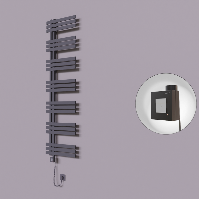 Thames Dekoratif Elektrikli Havlupan 600x1800 Koyu Antrasit (KTX1 Termostat) 1000W Spiral Kablolu