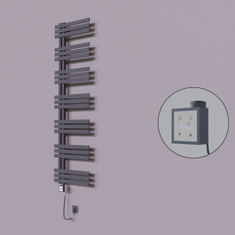 Thames Dekoratif Elektrikli Havlupan 600x1800 Koyu Antrasit (KTX3 Termostat) 1000W Spiral Kablolu