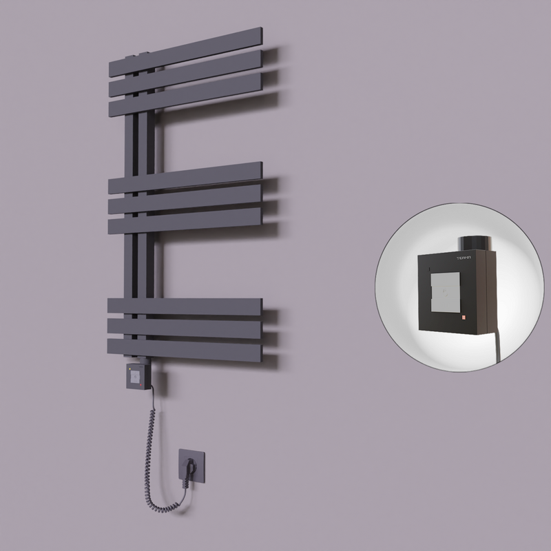 Thames Dekoratif Elektrikli Havlupan 600x800 Koyu Antrasit (KTX1 Termostat) 300W Spiral Kablolu