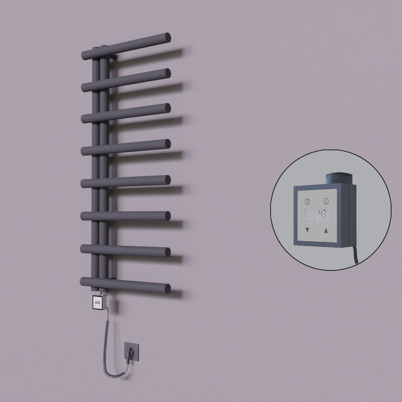 Tuna Dekoratif Elektrikli Havlupan 500x1150 Koyu Antrasit (KTX3 Termostat) 300W Spiral Kablolu