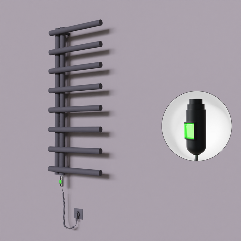 Tuna Dekoratif Elektrikli Havlupan 500x1150 Koyu Antrasit (On/Off Düğmeli) 300W