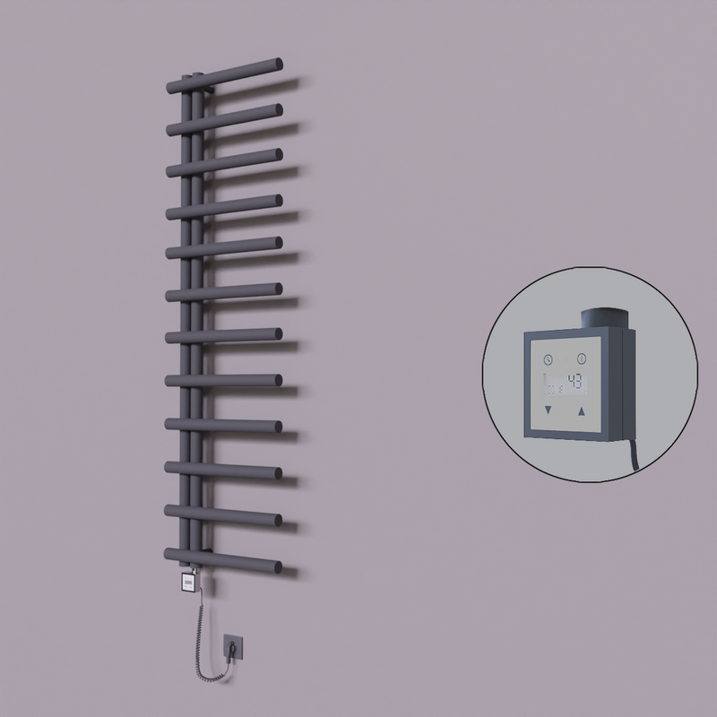 Tuna Dekoratif Elektrikli Havlupan 500x1750 Koyu Antrasit (KTX3 Termostat) 600W Spiral Kablolu