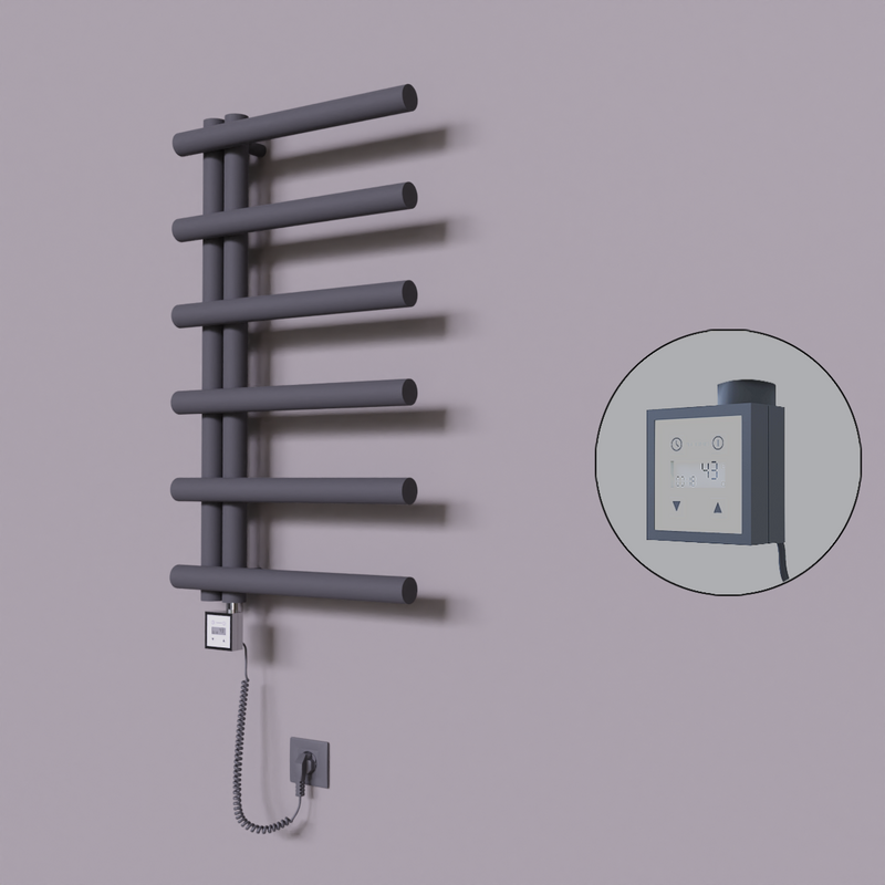 Tuna Dekoratif Elektrikli Havlupan 500x850 Koyu Antrasit (KTX3 Termostat) 300W Spiral Kablolu