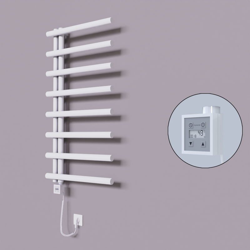 Tuna Dekoratif Elektrikli Havlupan 600x1150 Beyaz (KTX3 Termostat) 600W Spiral Kablolu