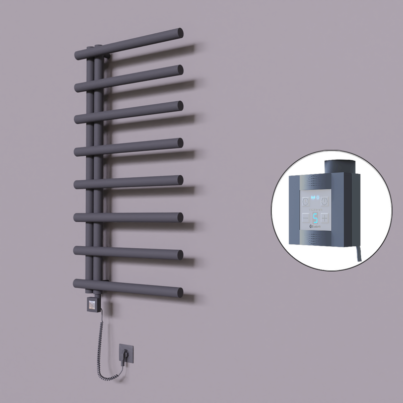 Tuna Dekoratif Elektrikli Havlupan 600x1150 Koyu Antrasit (KTX4 Termostat) 600W Spiral Kablolu