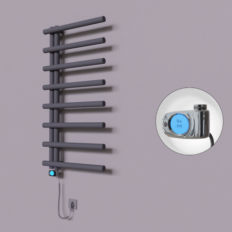 Tuna Dekoratif Elektrikli Havlupan 600x1150 Koyu Antrasit (Musa Termostat) 600W