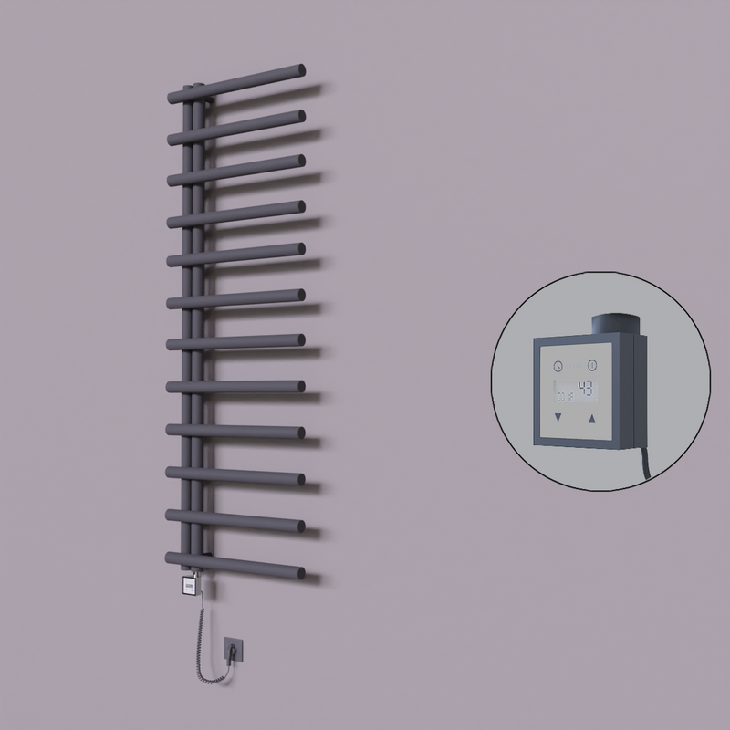 Tuna Dekoratif Elektrikli Havlupan 600x1750 Koyu Antrasit (KTX3 Termostat) 1000W Spiral Kablolu