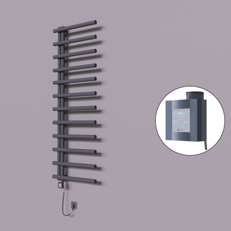 Tuna Dekoratif Elektrikli Havlupan 600x1750 Koyu Antrasit (KTX4 Termostat) 1000W Spiral Kablolu