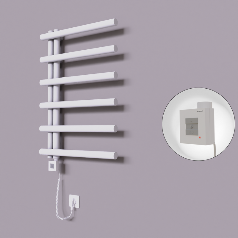 Tuna Dekoratif Elektrikli Havlupan 600x850 Beyaz (KTX1 Termostat) 300W Spiral Kablolu