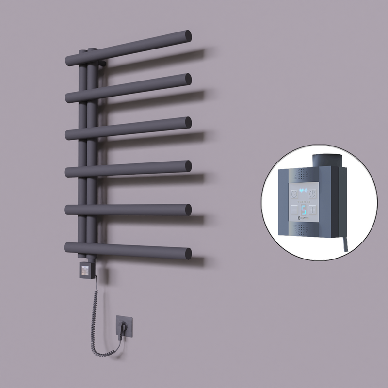 Tuna Dekoratif Elektrikli Havlupan 600x850 Koyu Antrasit (KTX4 Termostat) 300W Spiral Kablolu