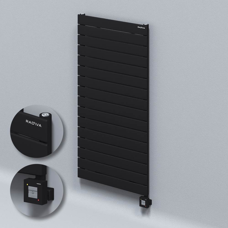 Type 10H Electric Steel Decorative Radiator 1180x600 Black (KTX1 Thermostat) 1000W