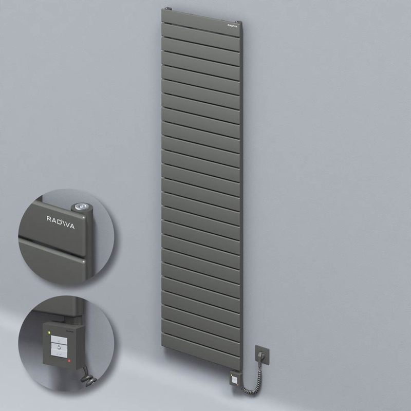 Type 10H Electric Steel Decorative Radiator 1772x500 Anthracite (KTX1 Thermostat) 1000W Spiral Cable